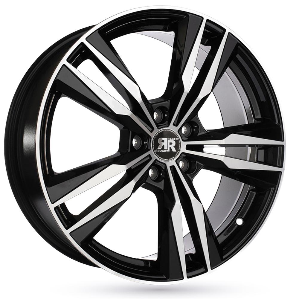 Jante RACER VOLT 7x19 pouces, entraxe 108, déport ET45, couleur NOIR BRILLANT FACE POLIE