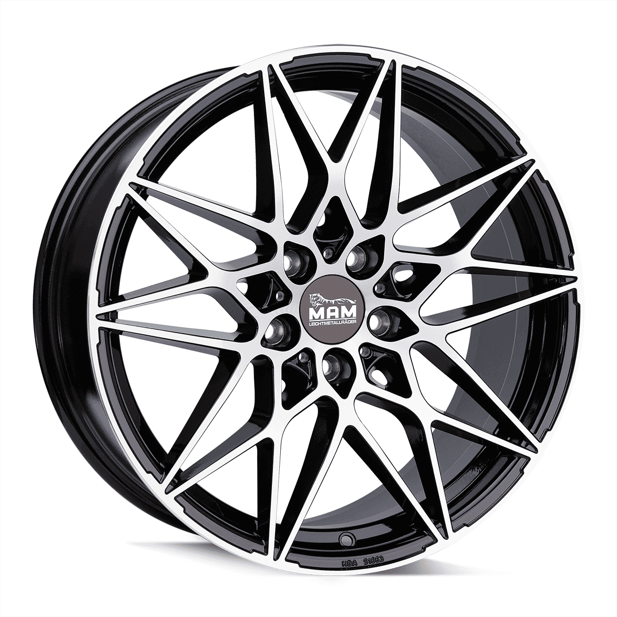 Jante MAM WHEELS B2 8x18 pouces, entraxe 112, déport ET30, couleur BLACK FRONT POLISH