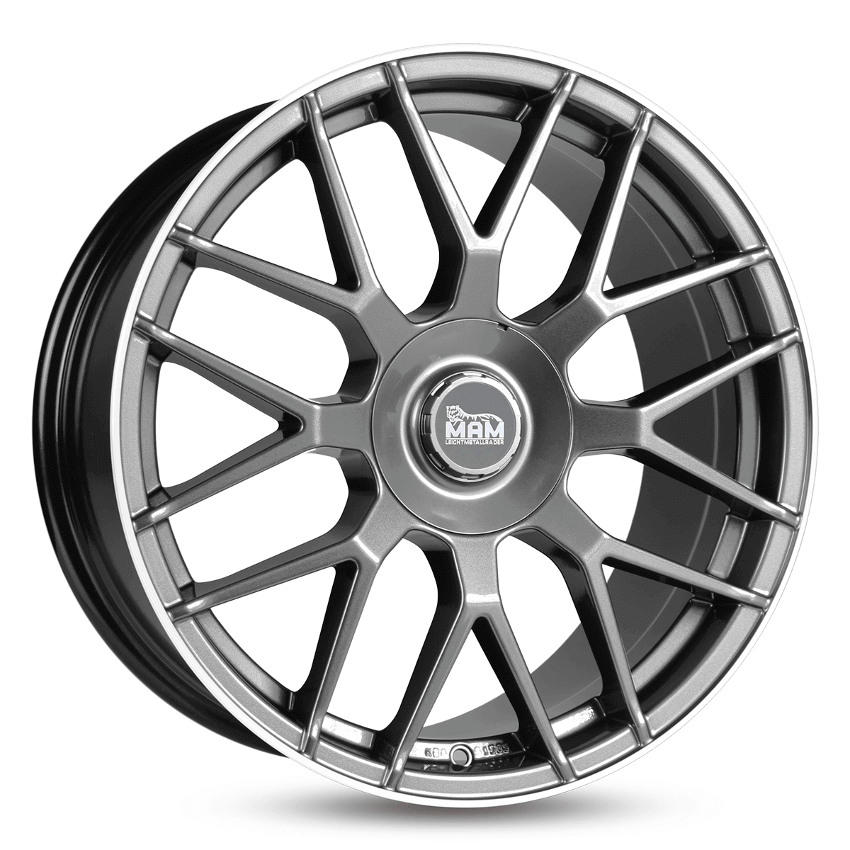 Jante MAM WHEELS GT1 8.5x20 pouces, entraxe 112, déport ET30, couleur PALLADIUM LIP POLISH