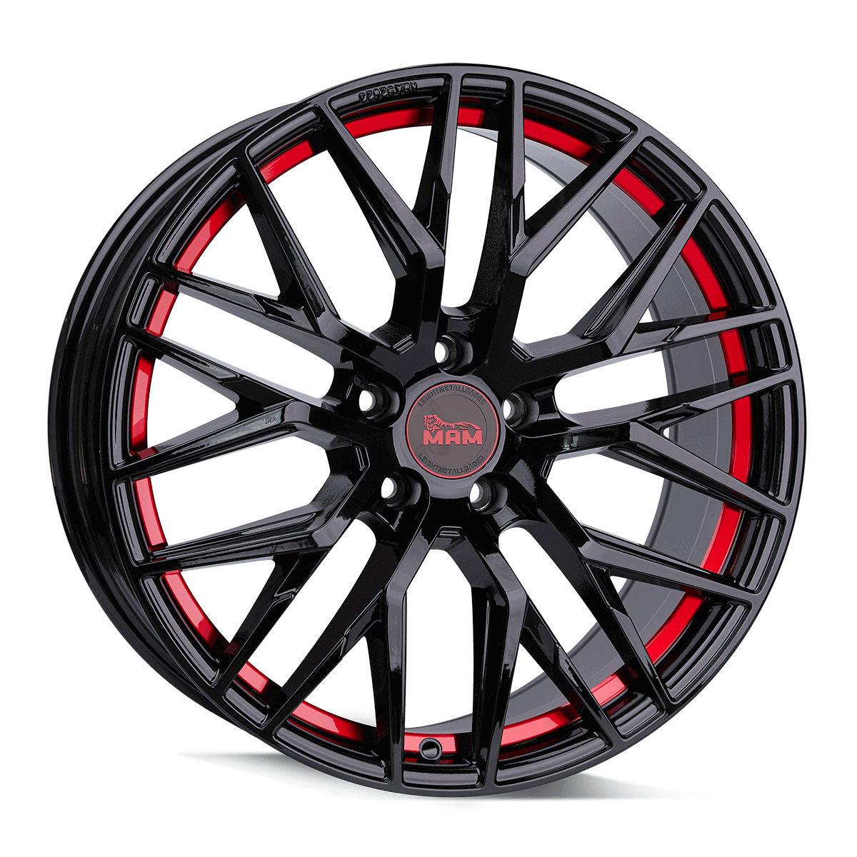 Jante MAM WHEELS RS4 8.5x19 pouces, entraxe 112, déport ET30, couleur BLACK PAINTED RED INSIDE
