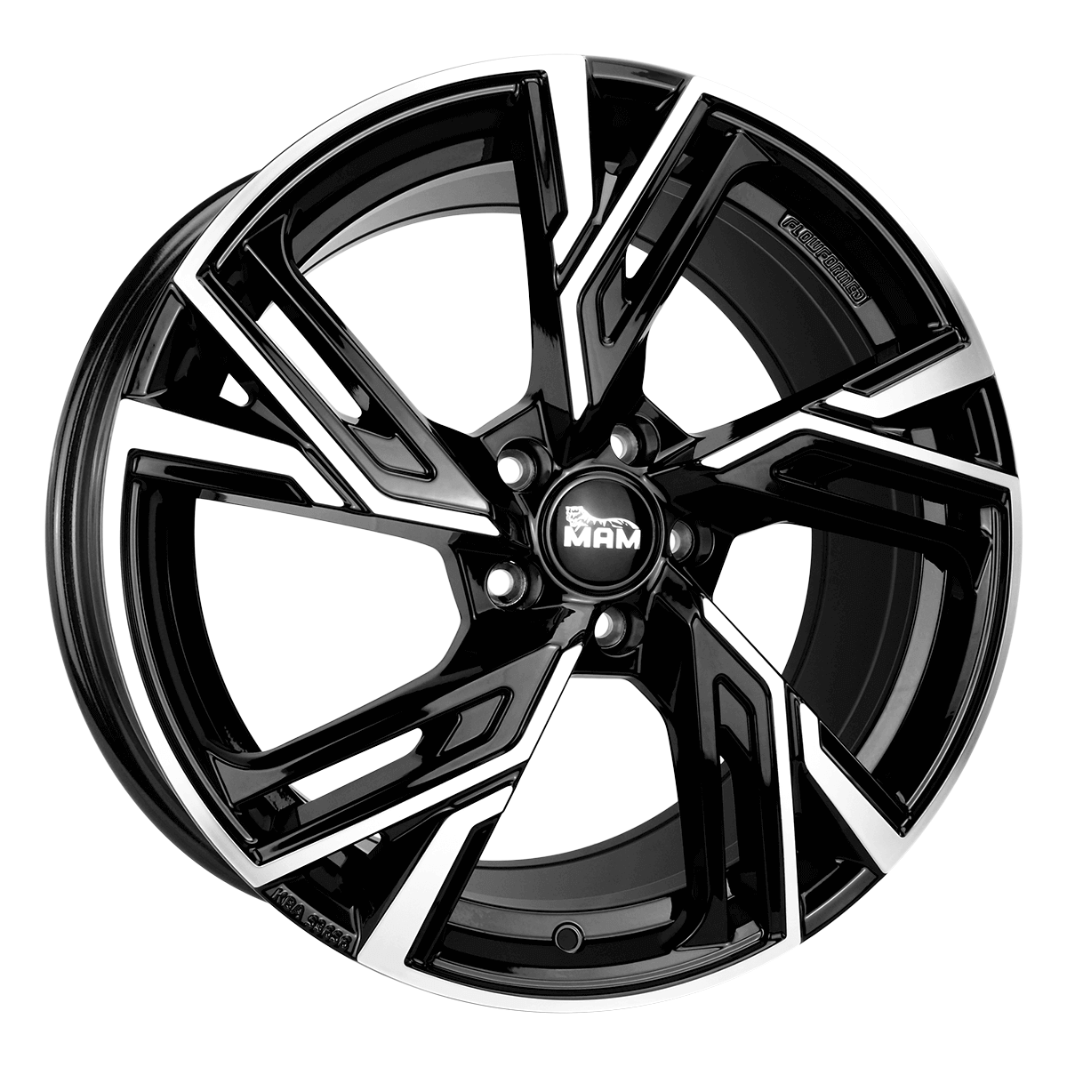 Jante MAM WHEELS RS5 7x16 pouces, entraxe 120, déport ET35, couleur BLACK FRONT POLISH