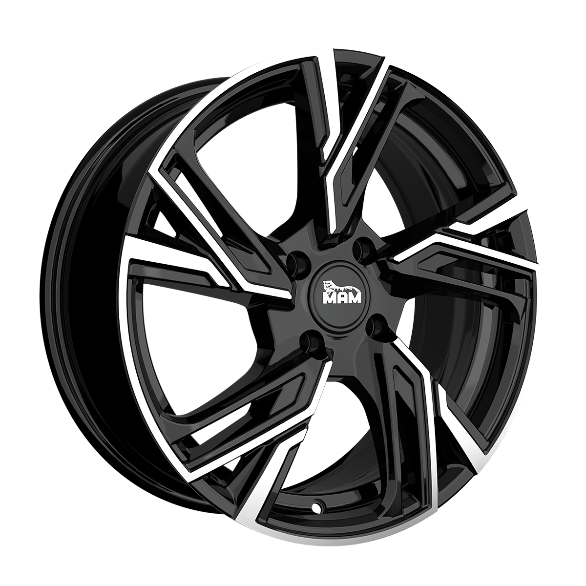 Jante MAM WHEELS RS5 6.5x16 pouces, entraxe 108, déport ET37, couleur BLACK FRONT POLISH