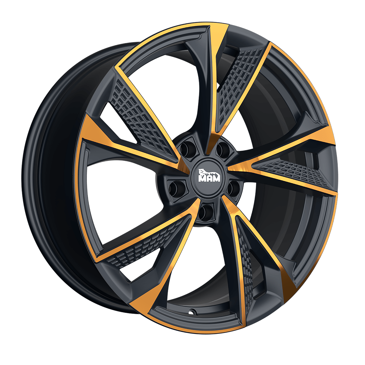 Jante MAM WHEELS RS6 8x18 pouces, entraxe 120, déport ET35, couleur MATT BLACK FRONT COPPER