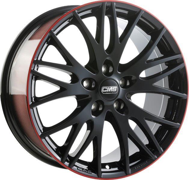 Jante CMS C8 8x18 pouces, entraxe 114.3, déport ET45, couleur Noir Rouge Brillant