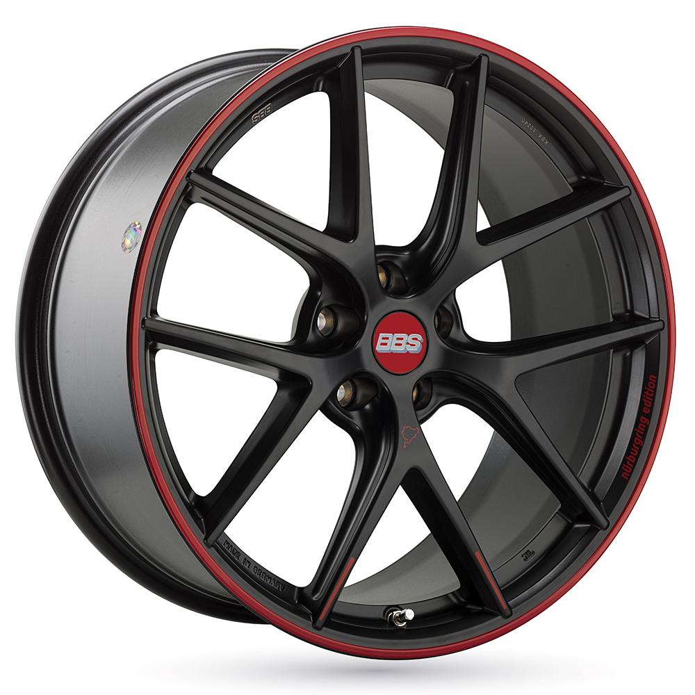 Jante BBS CI-R Nurburgring Edition 10x20 pouces, entraxe 112, déport ET45, couleur NOIR SATIN BORD ROUGE