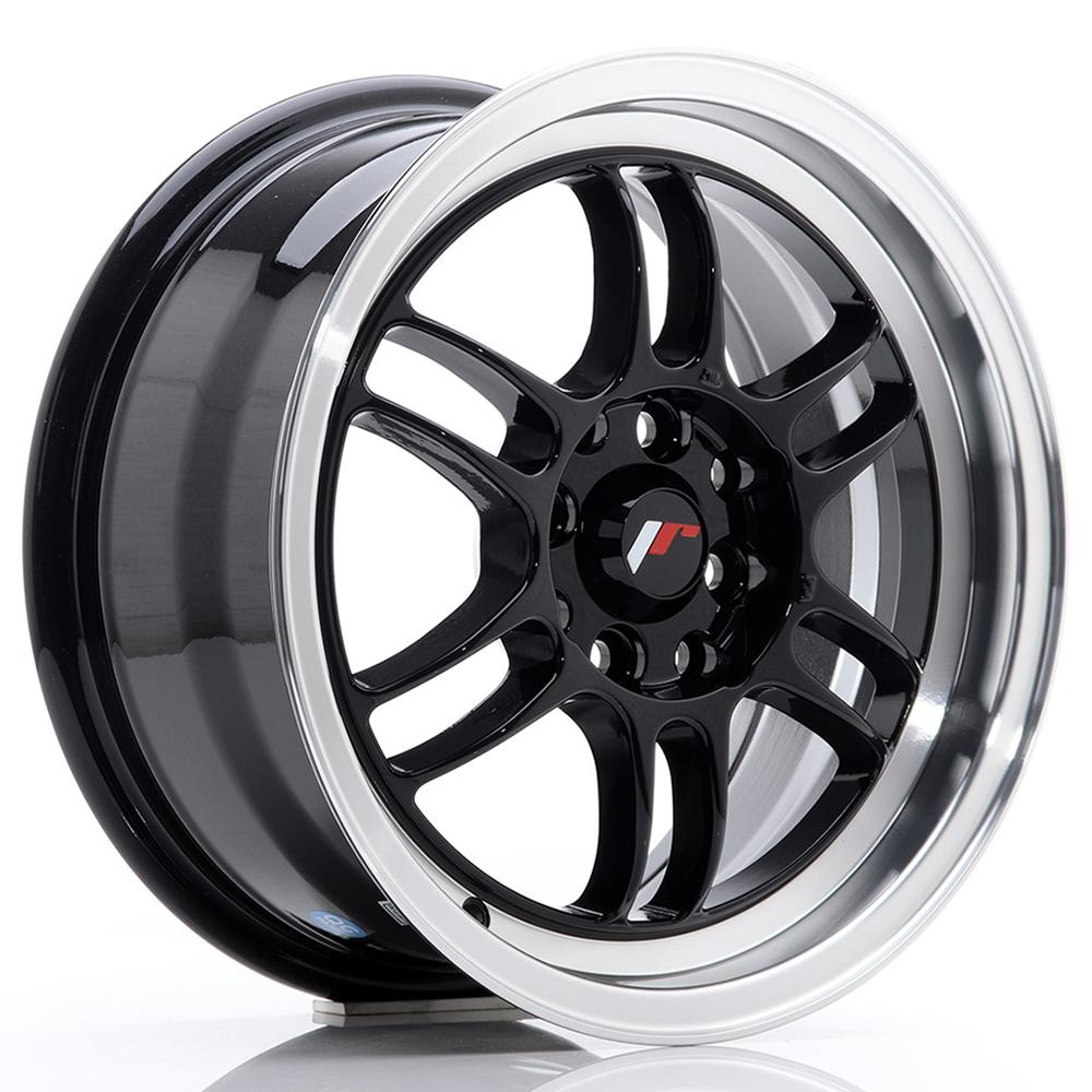 Jante JAPAN RACING JR7 7x15 pouces, entraxe 114, déport ET38, couleur NOIR BRILLANT BORD POLI