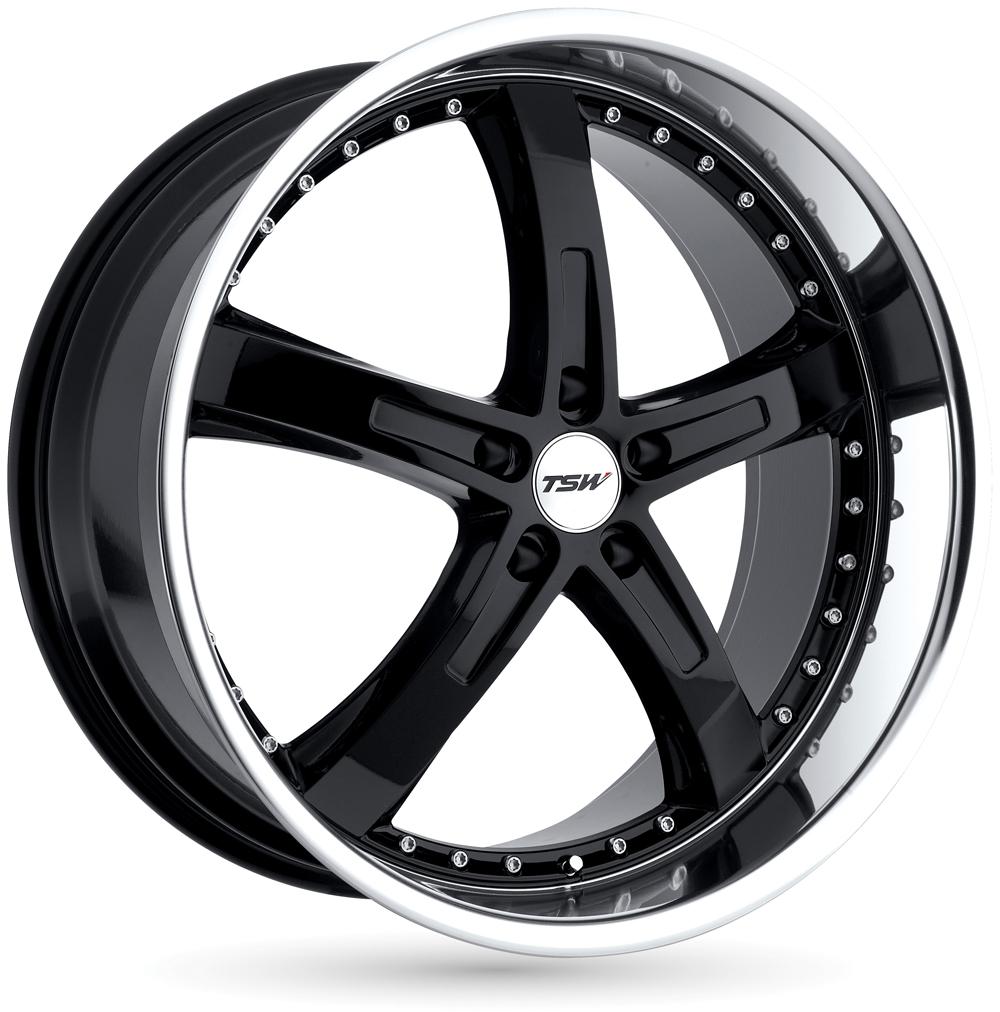 Jante TSW JARAMA 8x18 pouces, entraxe 114, déport ET20, couleur NOIR BRILLANT BORD POLI