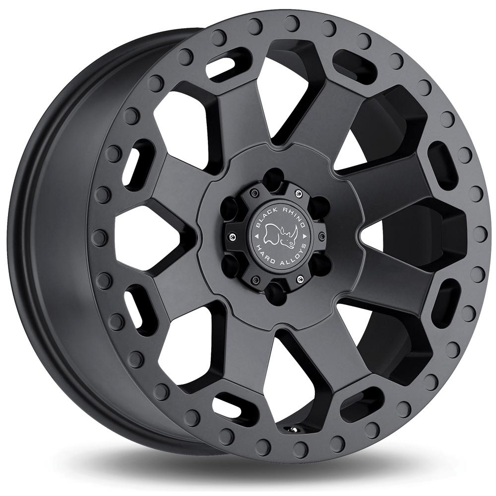 Jante BLACK RHINO WARLORD 8x17 pouces, entraxe 114.3, déport ET35, couleur GRIS MAT